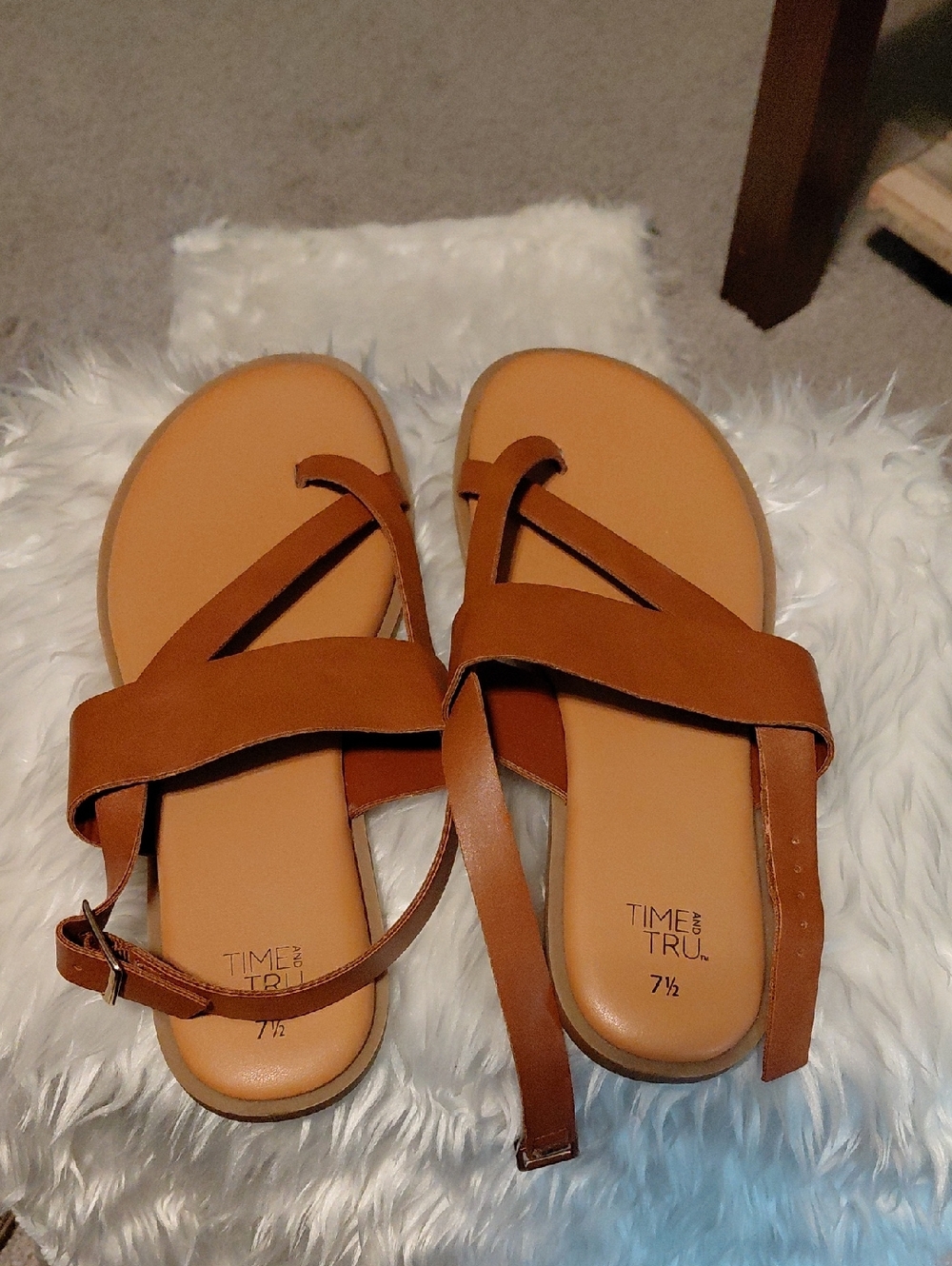 Time and Tru Tan Strappy Casual Sandals